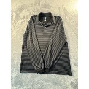 PGA TOUR Airflux Men's Striped Long Sleeve Golf Polo Shirt Black Gray Medium